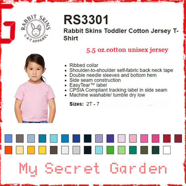 LAT Apparel Rabbit Skins Toddler RS3301 5.5 oz. Cotton Jersey TShirt 2T - 7  ( Special Order)